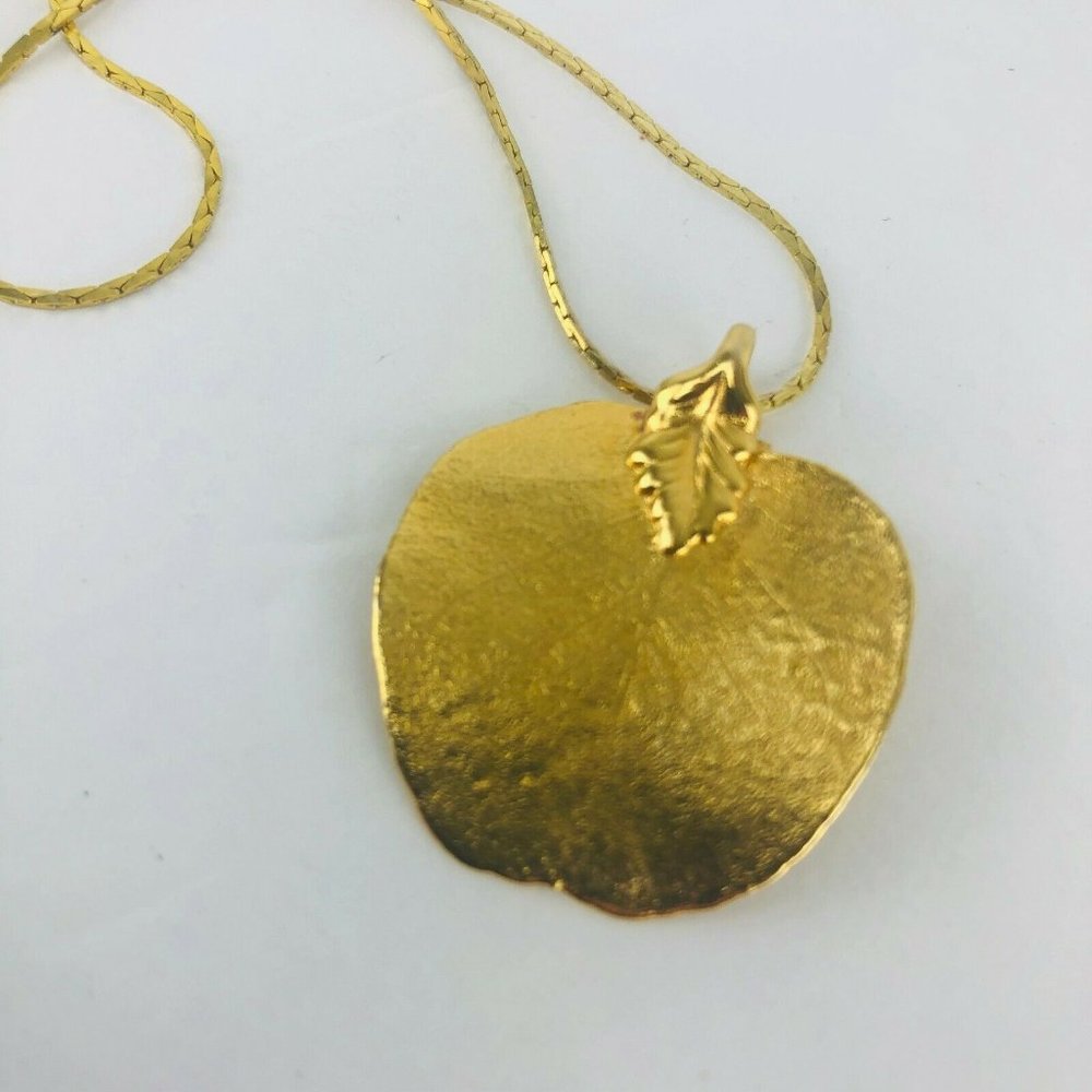 Real Leaf Gold Dipped Plated Necklace Pendant 18" - image 7